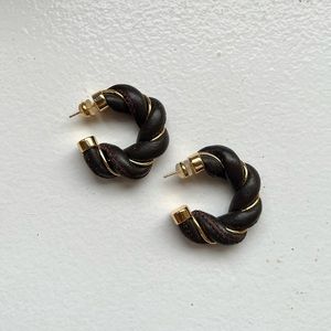 Bottega-inspired leather twist hoops